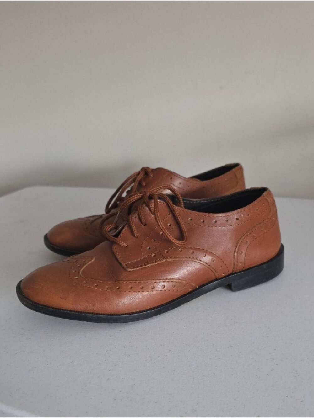 SERGIO CERRUTI | Leather Shoes Oxfords Cognac Brown Boys Sz 1
